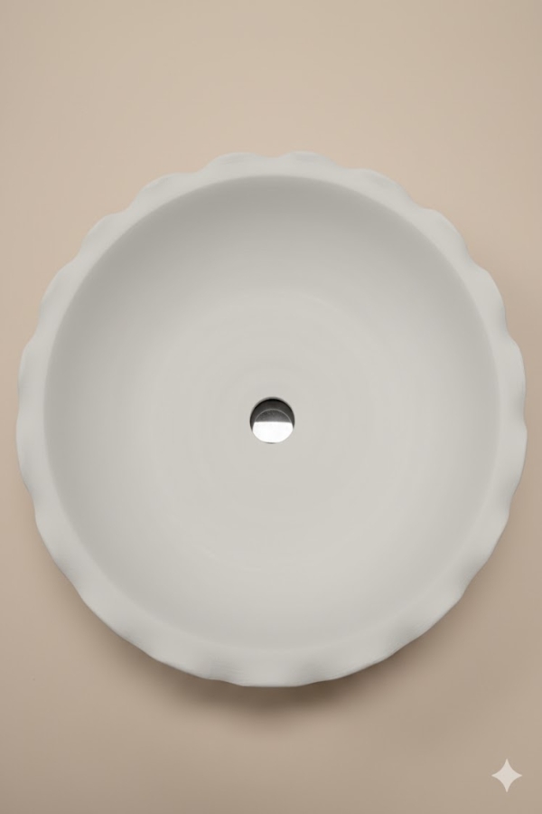  Seramik Fırınları Rölyefli Lavabo 45 cm Seramik Bisküvi