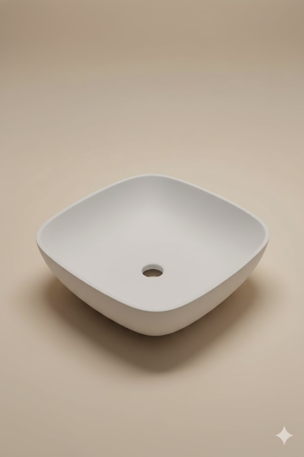  Seramik Fırınları Kare Lavabo 45 cm Seramik Bisküvi