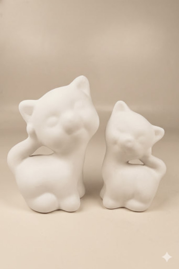  Çini Seramik Boyaları  Sevimli Kediler 2 li Seramik Bisküvi