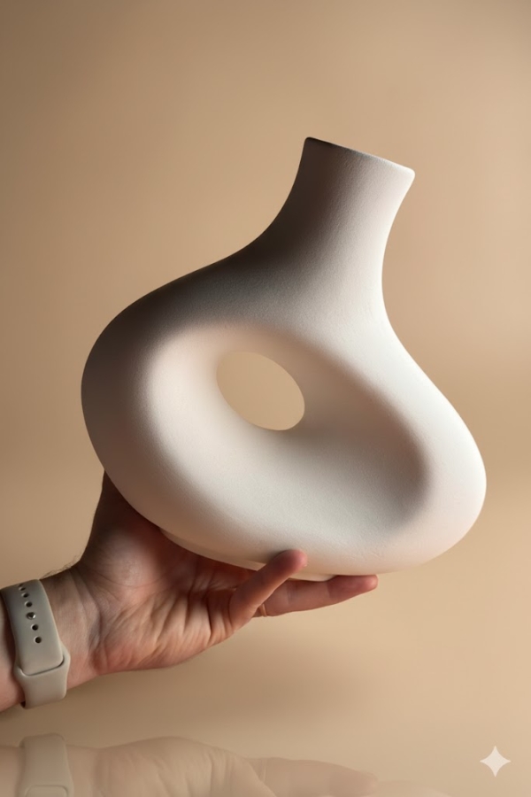  Çini Seramik Boyaları  Asimetrik Vazo Seramik Bisküvi 25 cm