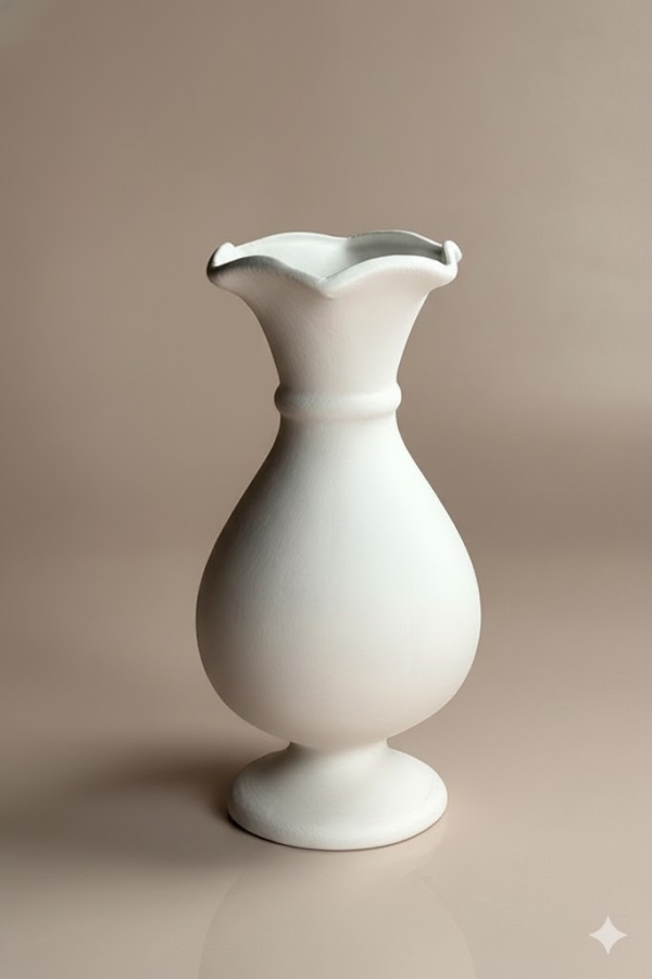 Ayaklı Marul Vazo - Seramik Bisküvi-Seramik 20 cm