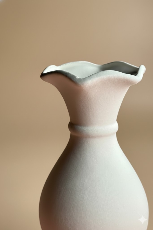  Ayaklı Marul Vazo - Seramik Bisküvi-Seramik 20 cm