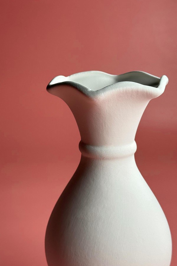  Ayaklı Marul Vazo - Seramik Bisküvi-25 CM