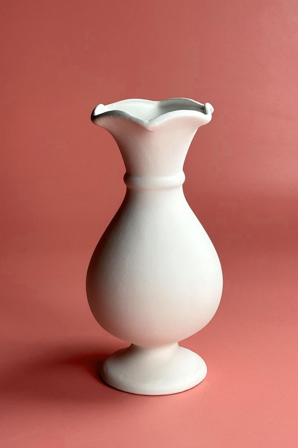 Ayaklı Marul Vazo - Seramik Bisküvi-25 CM