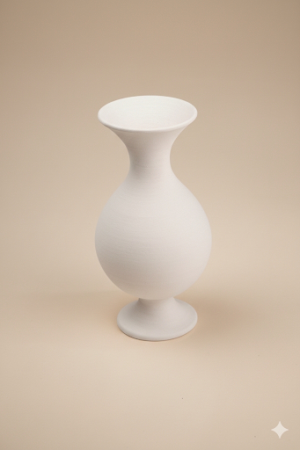 Ayaklı Sümbül ince Vazo Seramik Bisküvi-30 CM