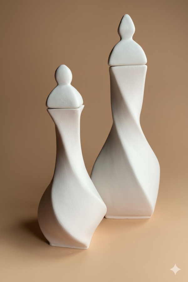 Burgu Vazo - Bisküvi-Seramik 30 cm