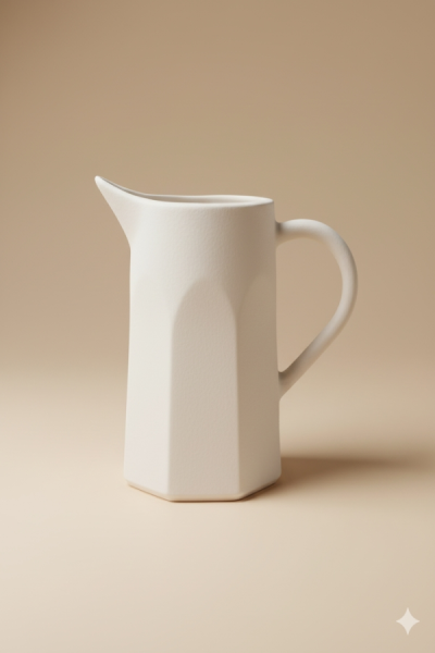 Köşeli 20 cm Sürahi Seramik Bisküvi