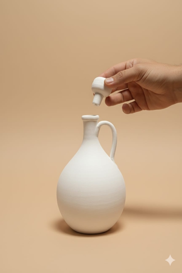  Seramik Çamurlar Kapaklı Yağdanlık 20 cm Seramik Bisküvi