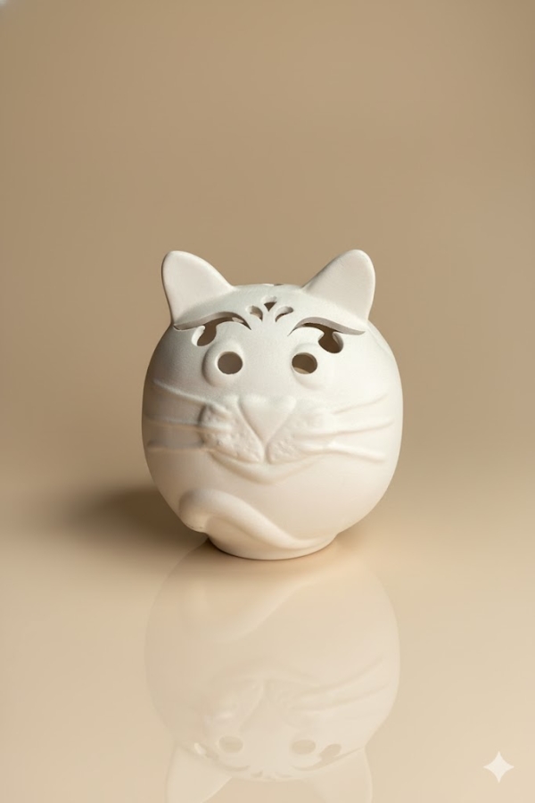 Kedi Mumluk - Seramik Bisküvi-