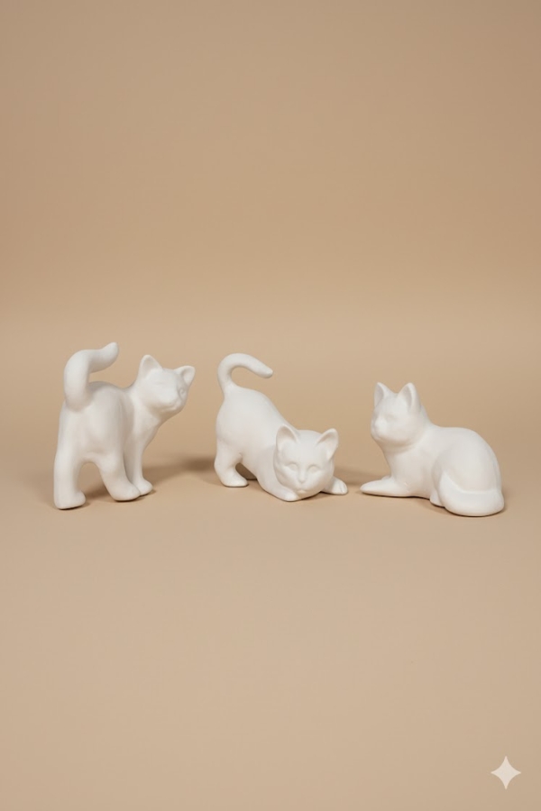 Kediler 3 Lü Seramik Bisküvi-