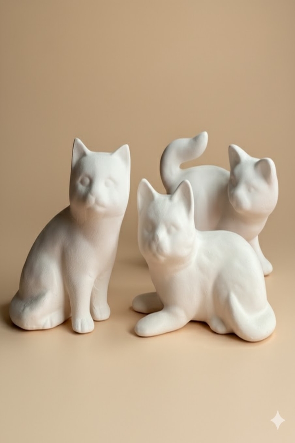  Kediler 3 Lü Seramik Bisküvi-