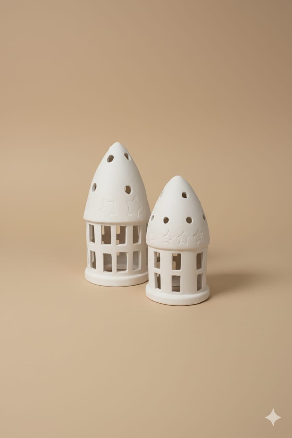 Minyatür Yuvarlak Ev - Seramik Bisküvi-15 cm