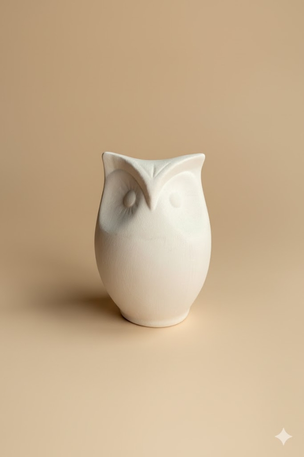 Puhu Baykuş Seramik Bisküvi-Tekli