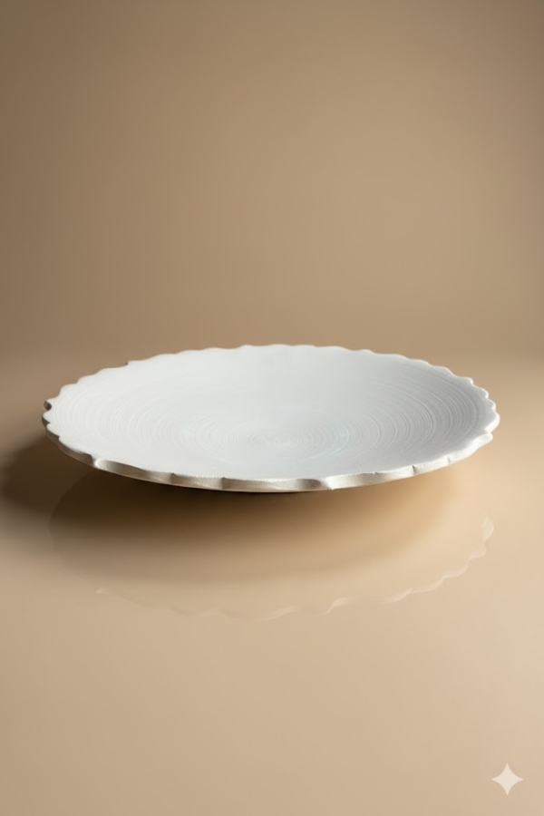  Rölyefli Çukur Tabak Seramik Bisküvi-25 CM