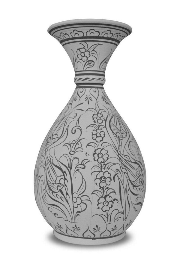 Sümbül Vazo - Kontürlü Desenli-Seramik