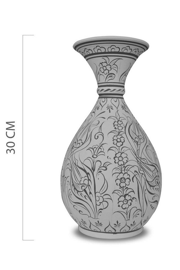  Sümbül Vazo - Kontürlü Desenli-Seramik